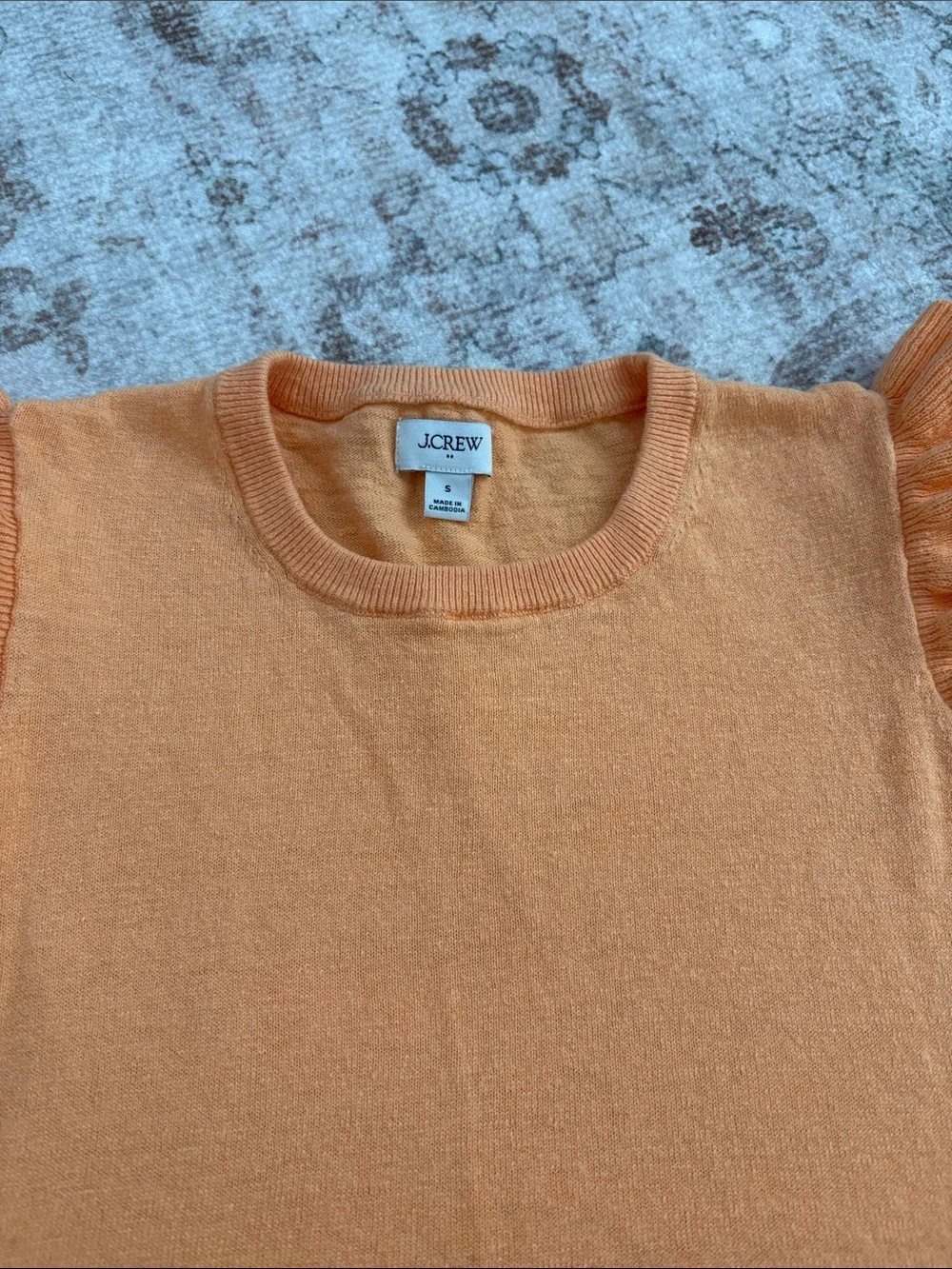 J. Crew Peach Orange Ruffle Sleeve Knit Tank